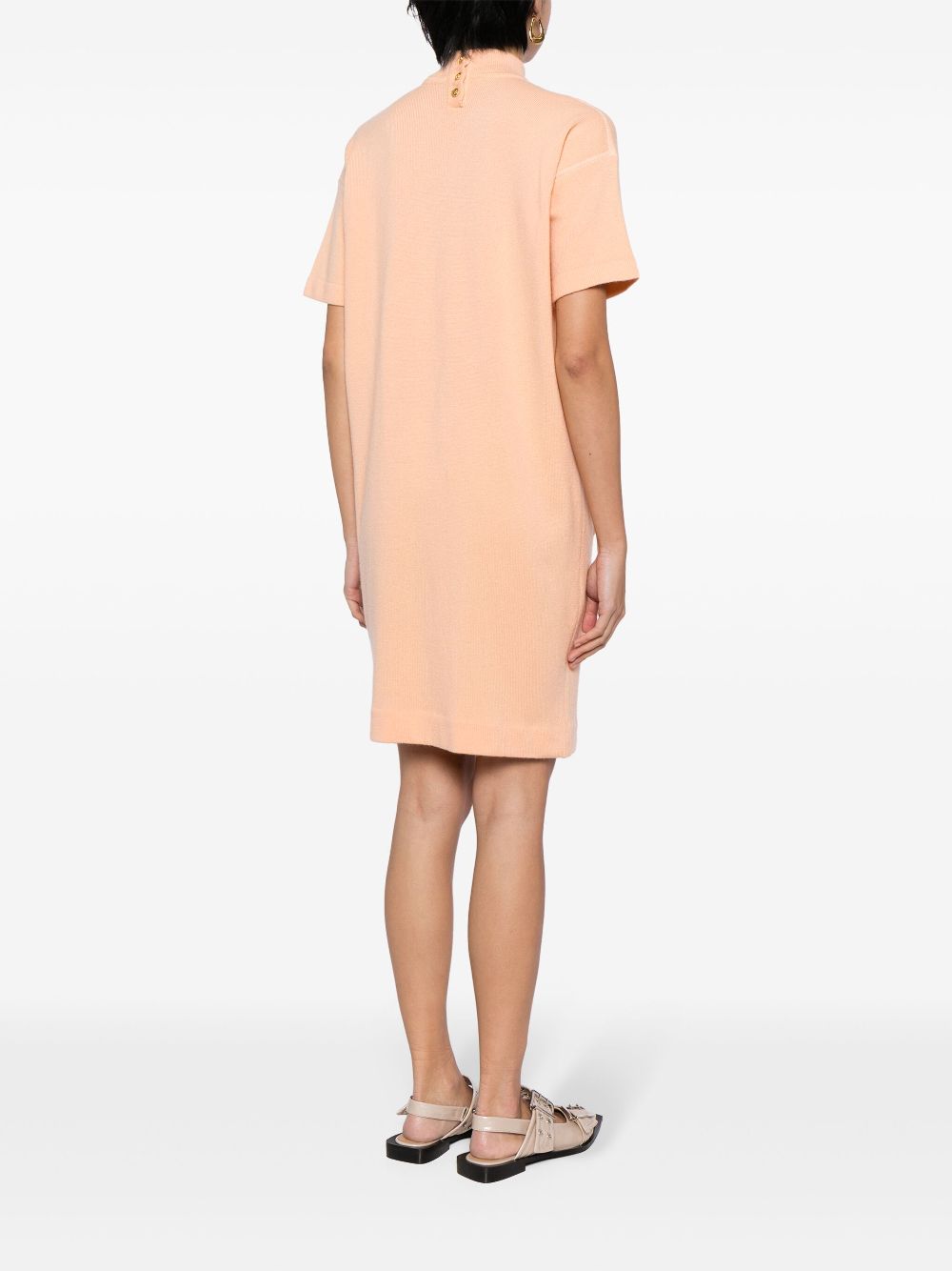 CHANEL 2000s stand-up collar short-sleeved cashmere dress Women