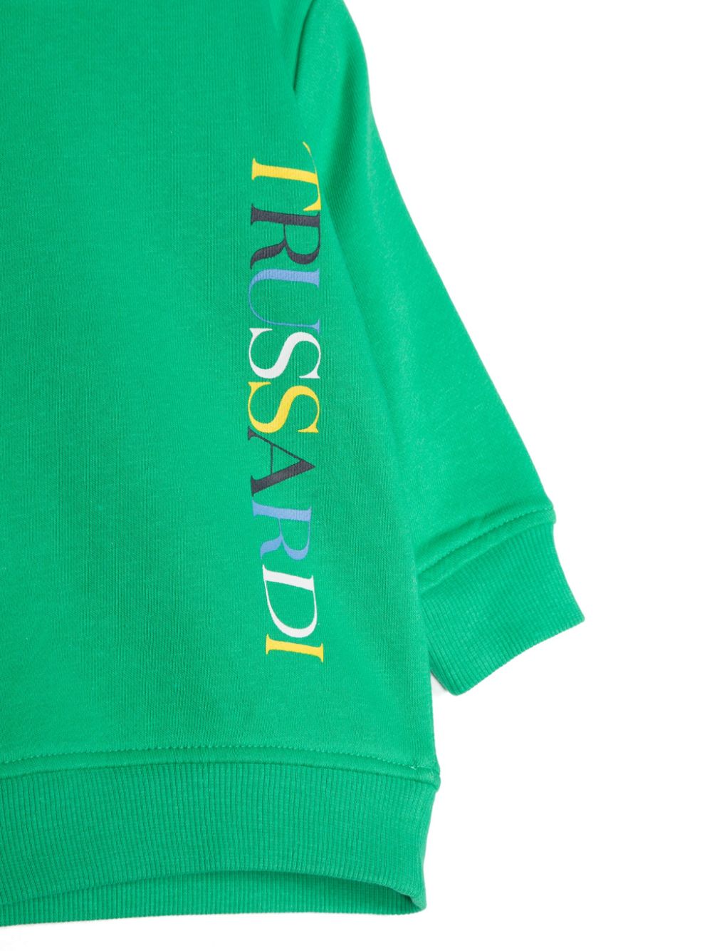 Shop Trussardi Junior Logo-print Cotton Hoodie In Green