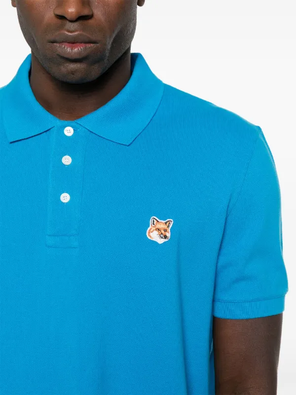 Maison Kitsune Polo Fox Head En Coton Bleu FARFETCH FR