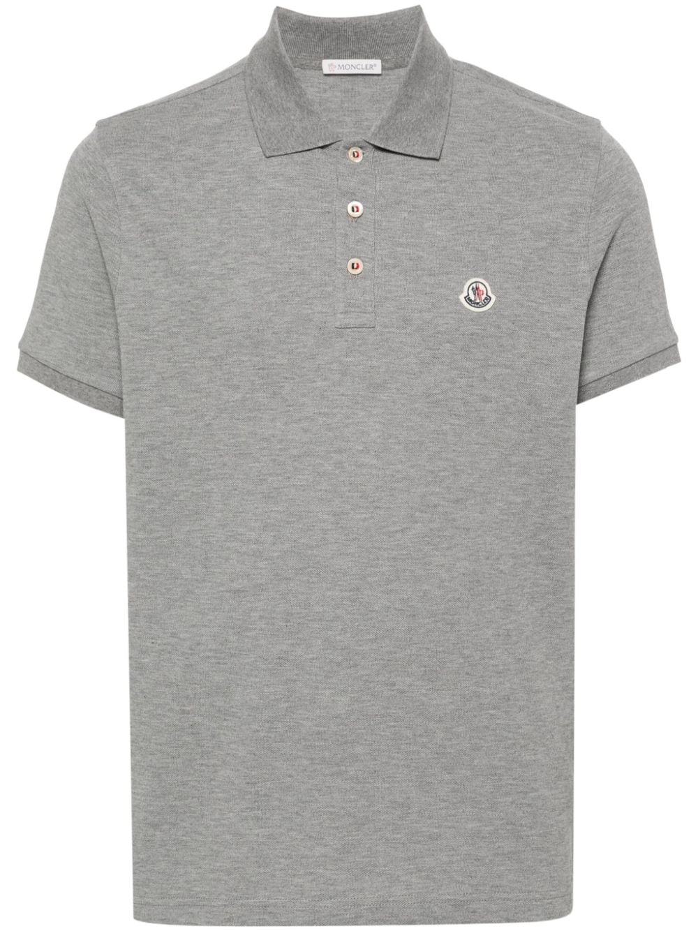 Moncler Logo-patch Polo Shirt In Grey