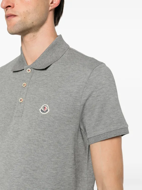 Moncler logo patch Polo Shirt Grey FARFETCH HK