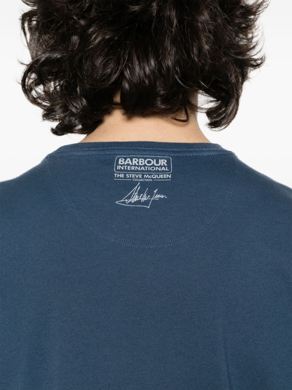 Shop Barbour X Steve Mcqueen Logo-print T-shirt In Blue