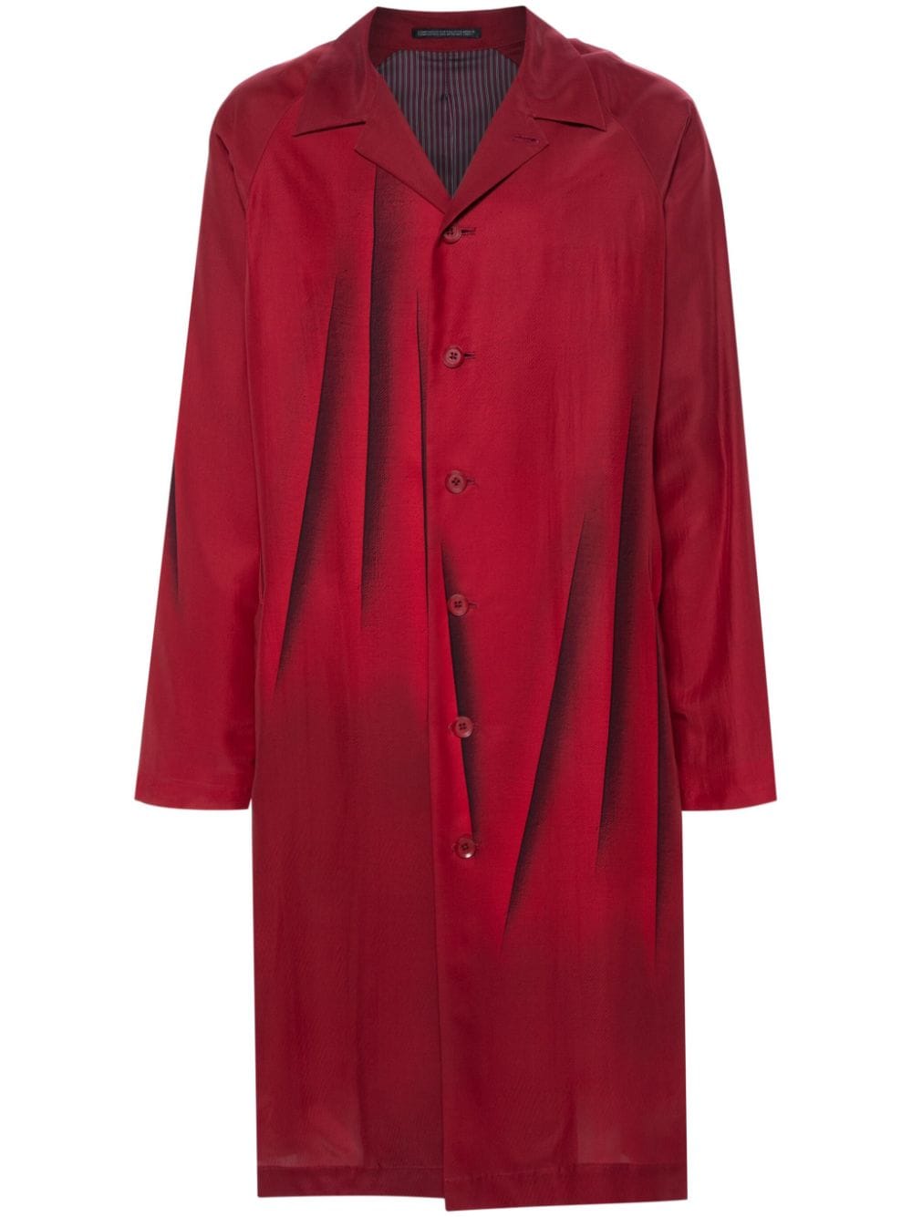 Yohji Yamamoto Abstract-print Silk Coat In Red