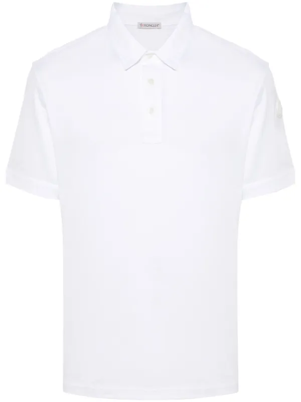 Moncler logo applique Cotton Polo Shirt White FARFETCH HK