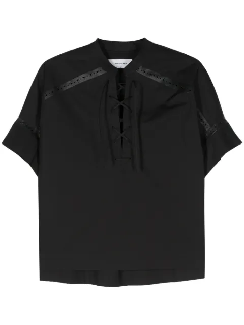 Yves Salomon leather-trim blouse