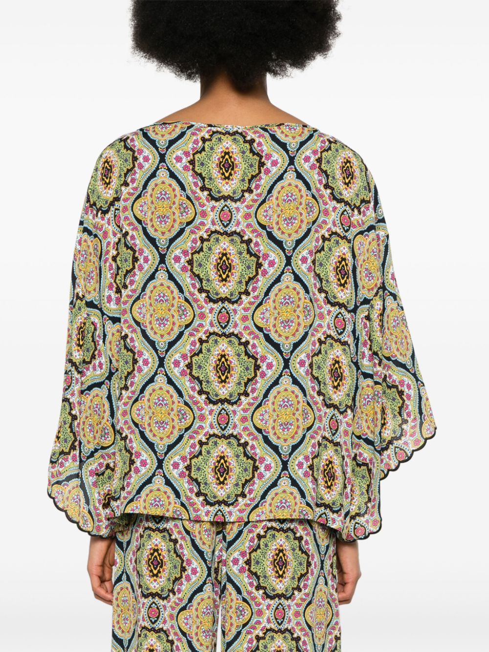 Shop Etro Paisley-print Crepe Blouse In Black