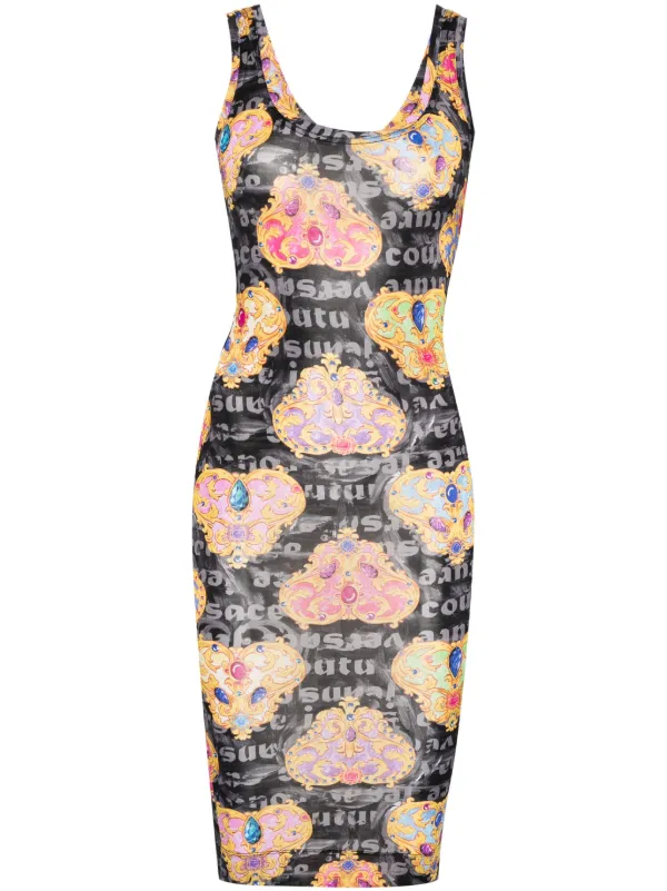 princess polly baby blue dress Versace Jeans Couture BAROCCO PORCELAIN - Jersey dress -  black/gold-coloured/black