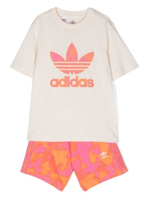 adidas Kids trefoil-logo shorts set