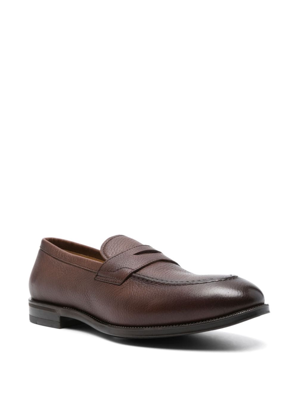 Shop Henderson Baracco Penny-slot Leather Loafers In Brown