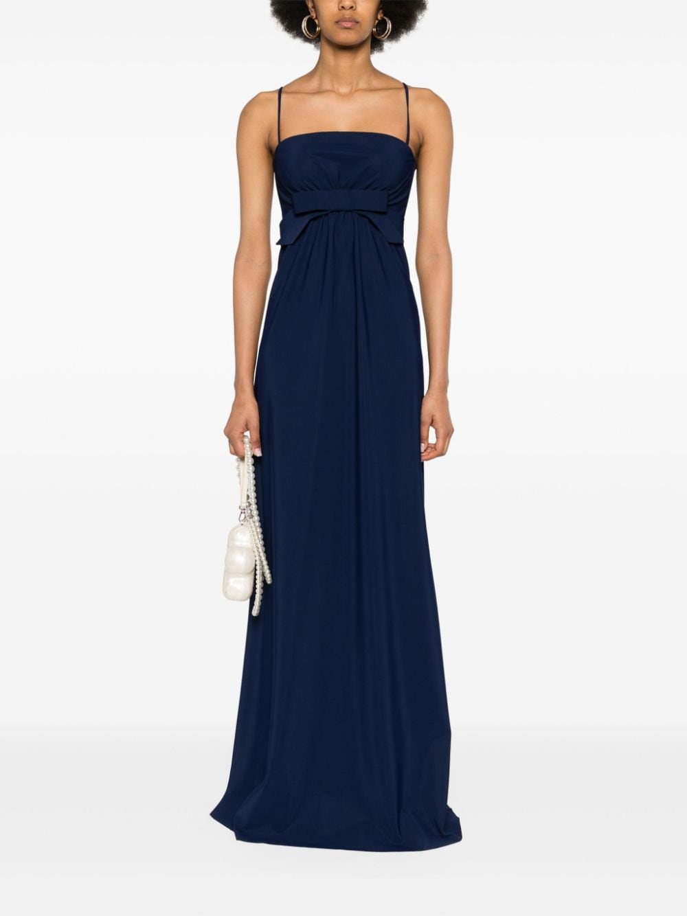 Shop Chiara Boni La Petite Robe Bow-detail Maxi Dress In Blue