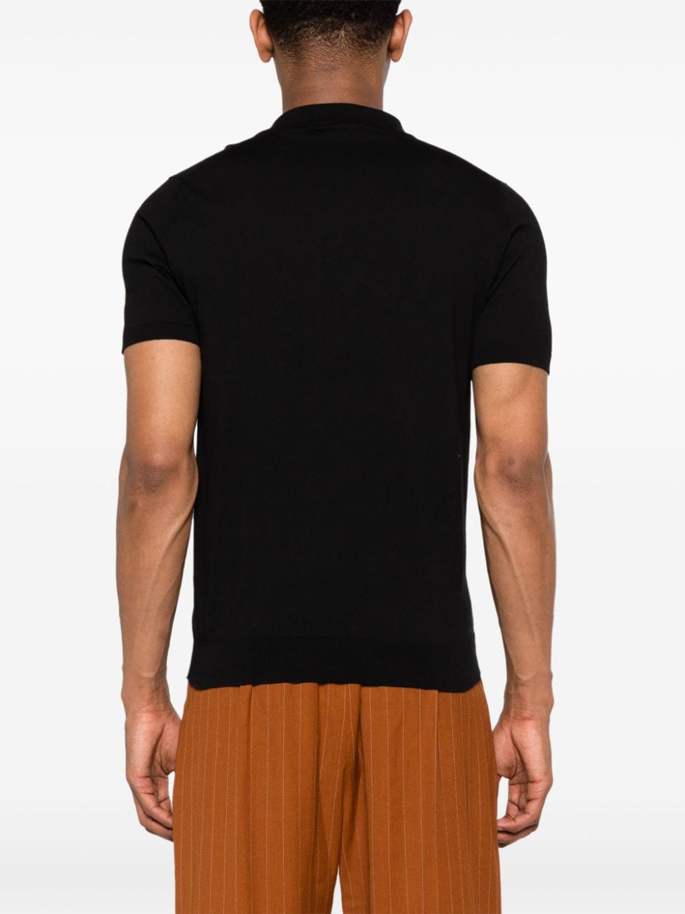 Shop Roberto Collina V-neck Knitted Polo Shirt In Black