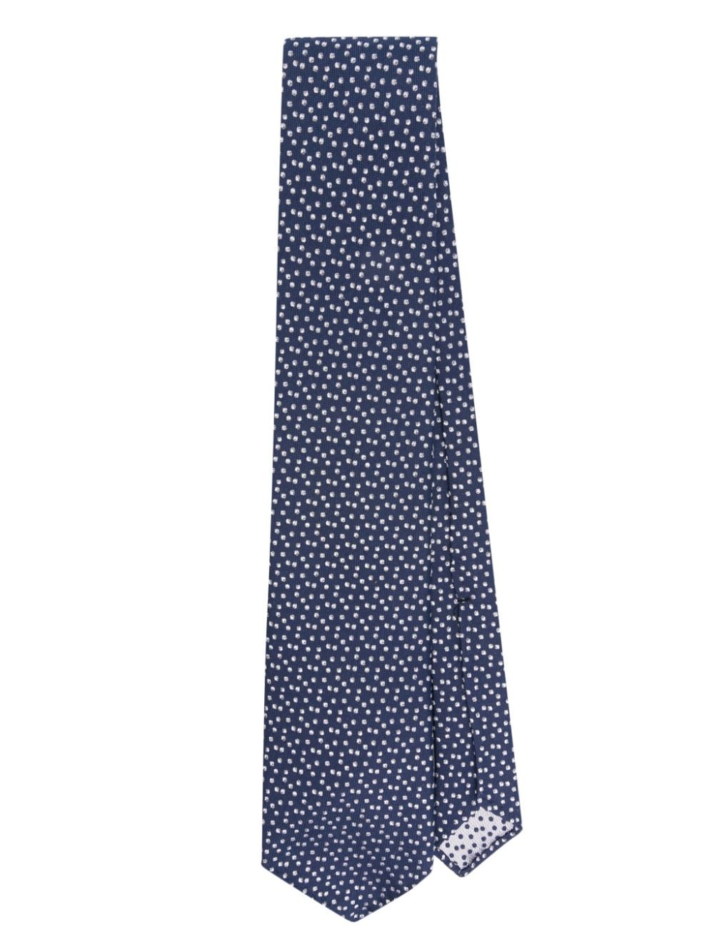 Lardini Krawatte mit aufgestickten Polka Dots - Blau