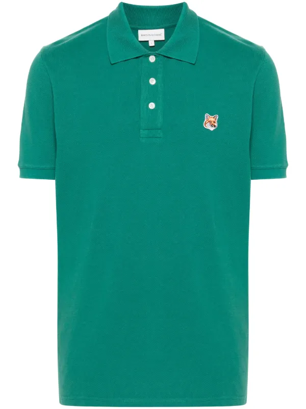Maison Kitsuné Fox Head Cotton Polo Shirt Green FARFETCH NO
