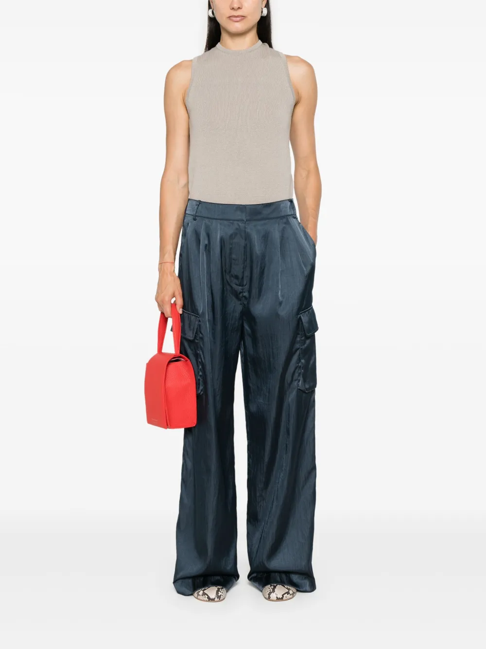 Tibi Stella cargo broek met geplooid detail - Blauw
