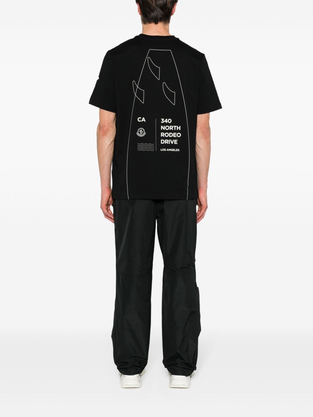 Shop Moncler Address-motif T-shirt In Black