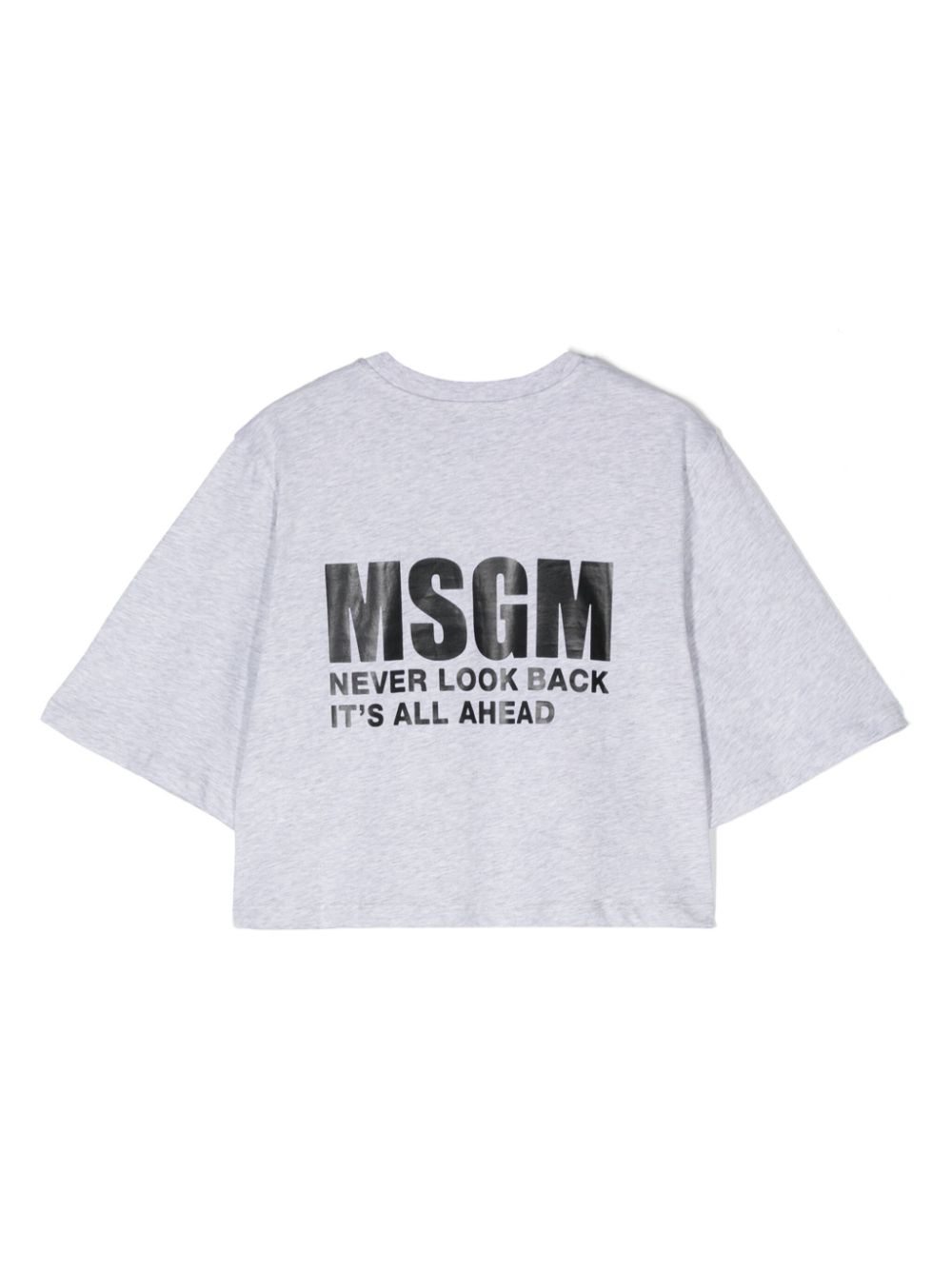 MSGM Kids logo-stamp cotton T-shirt - Grijs