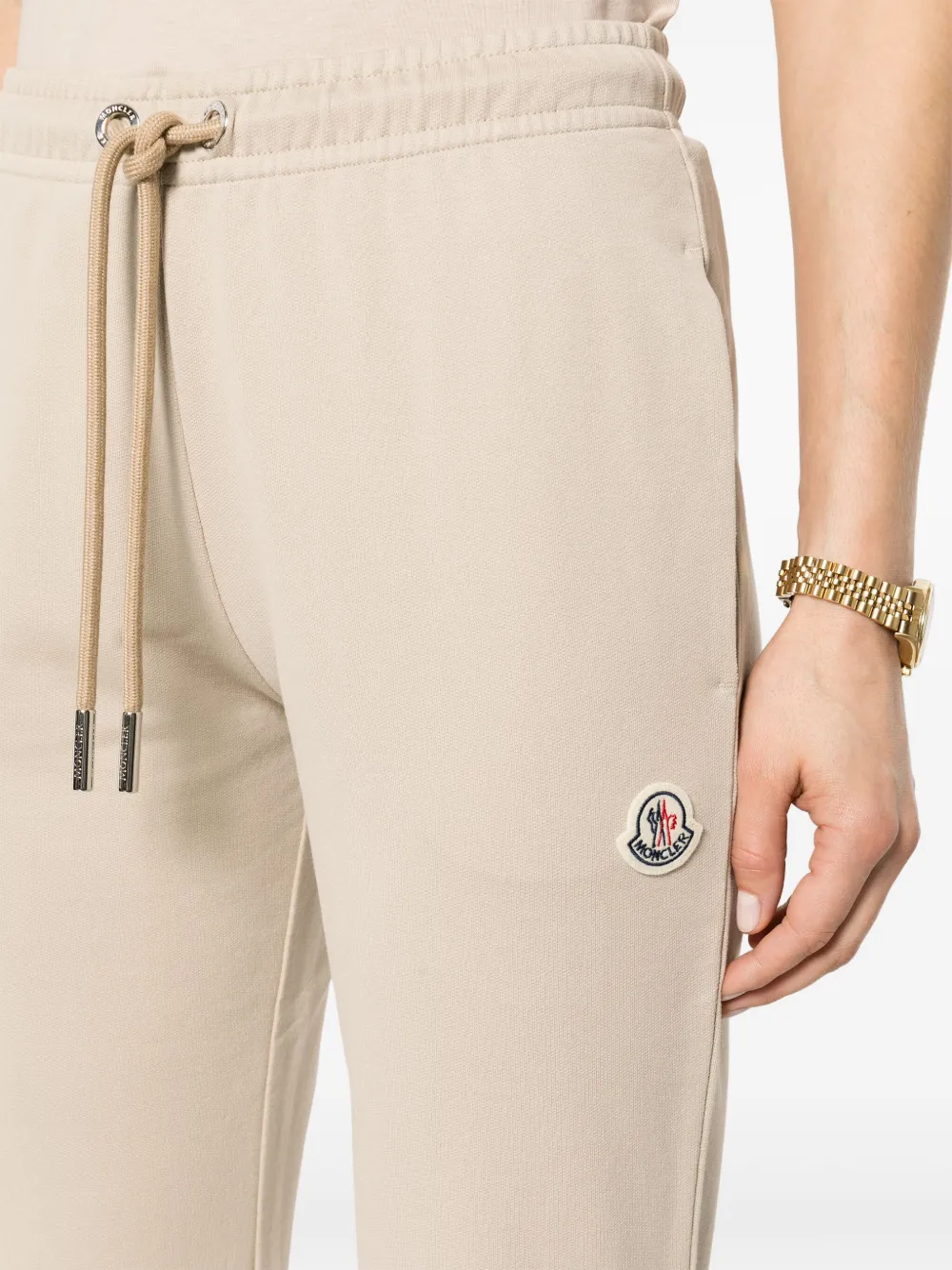 Shop Moncler Logo-appliqué Track Pants In Neutrals