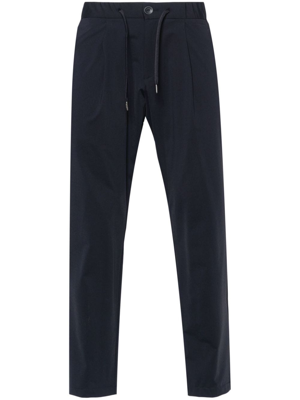 Herno Pleat-detailing Straight-leg Trousers In Blue