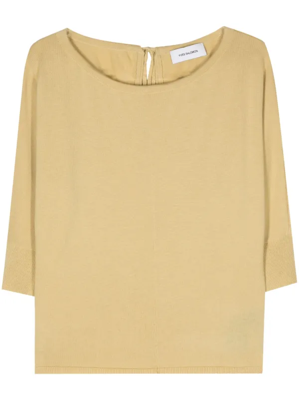 Yves Salomon Tie-fastening Wool Knitted Top in Yellow