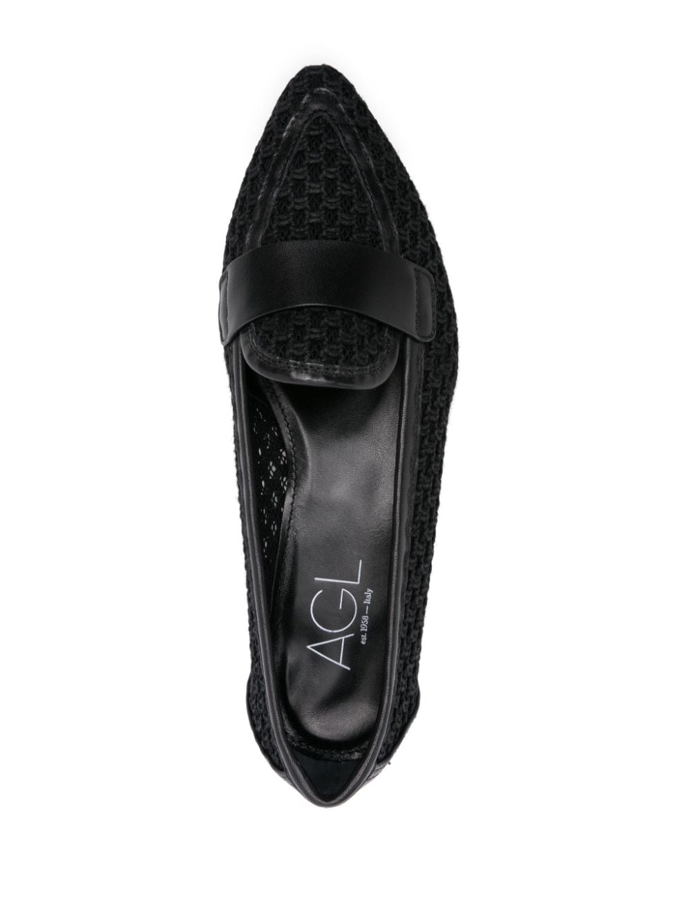 Shop Agl Attilio Giusti Leombruni Blanca Plots Woven Loafers In 黑色