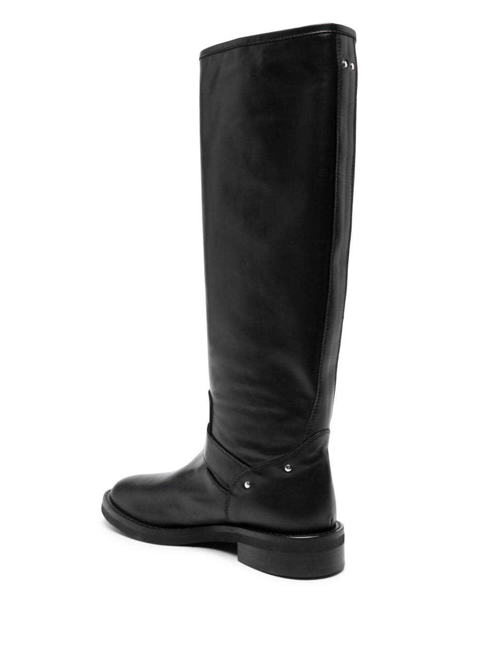 Shop Via Roma 15 Leather Thigh-high Boots In Black