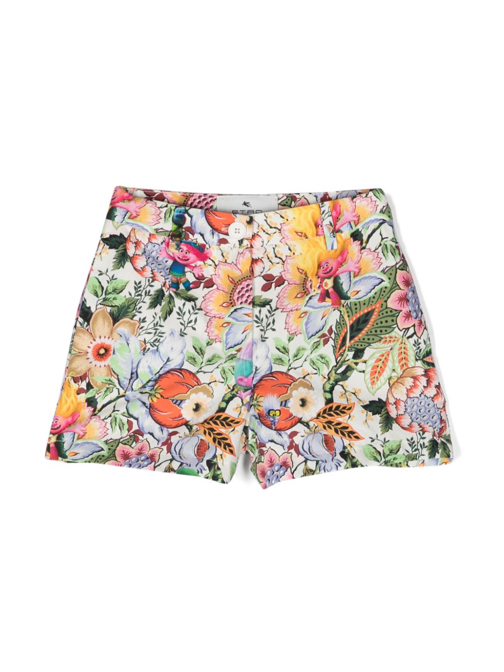 Etro Kids' X Trolls Floral-print Shorts In 白色