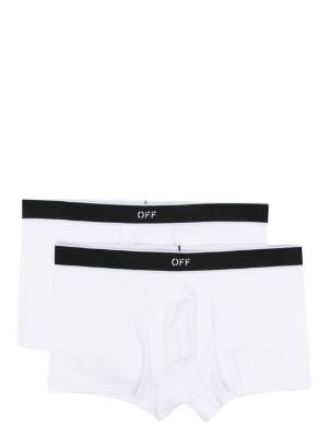 Off-white Logo-jacquard Cotton-blend Boxer Briefs In White, ModeSens