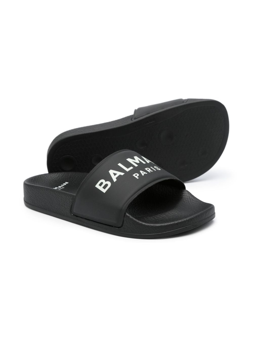 Shop Balmain Logo-print Flip Flops In Black