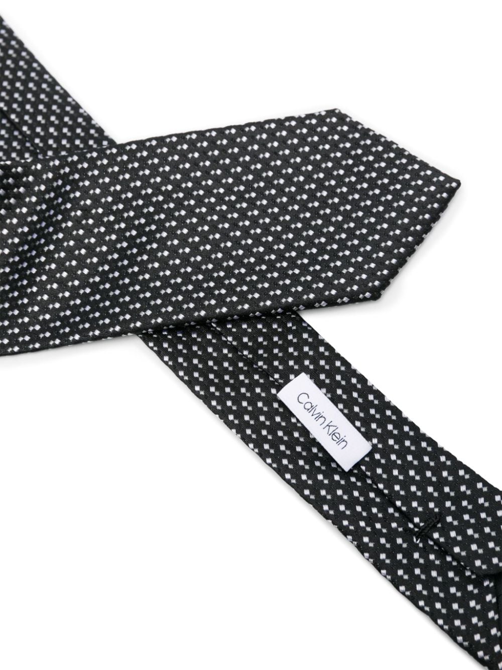 Shop Calvin Klein Patterned-jacquard Silk Tie In Black