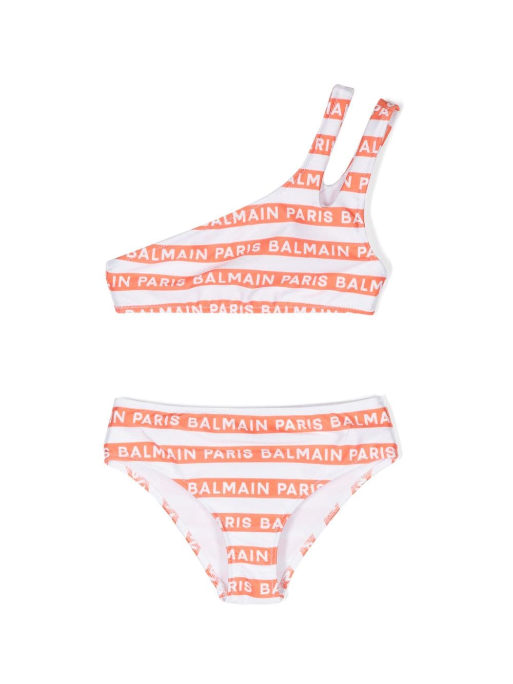 Balmain Kids' Logo Stripe-print Bikini In White