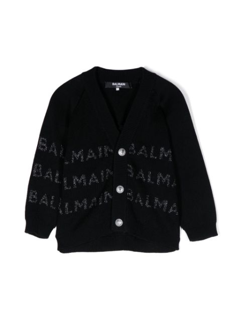 jacquard-logo knitted cardigan