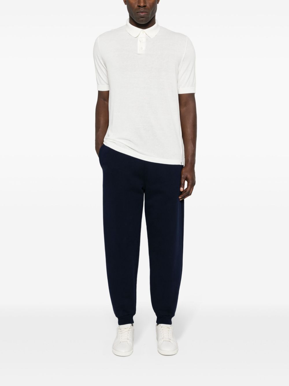Shop Eleventy Ribbed Cotton Polo Shirt In White
