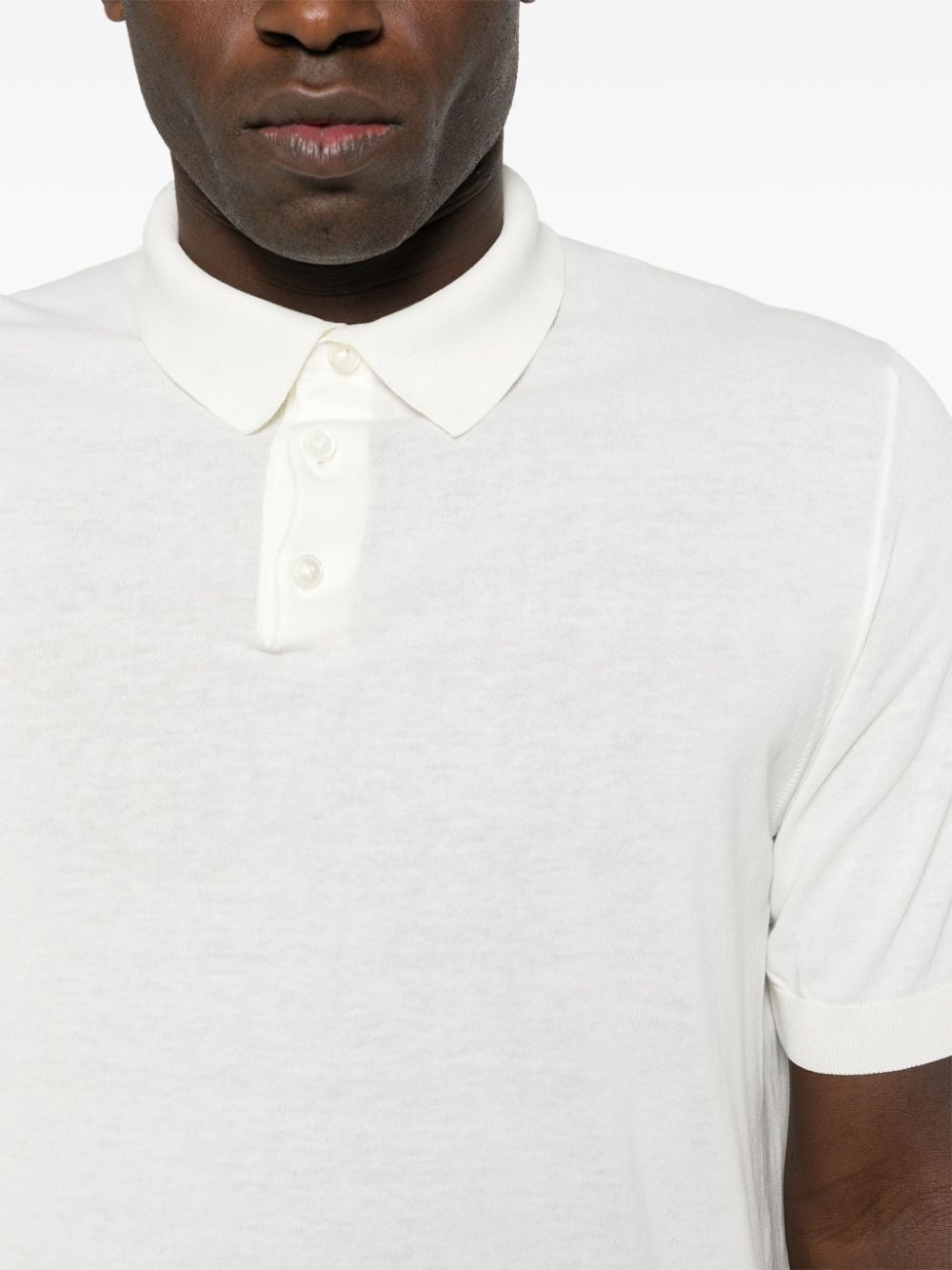 Shop Eleventy Ribbed Cotton Polo Shirt In White