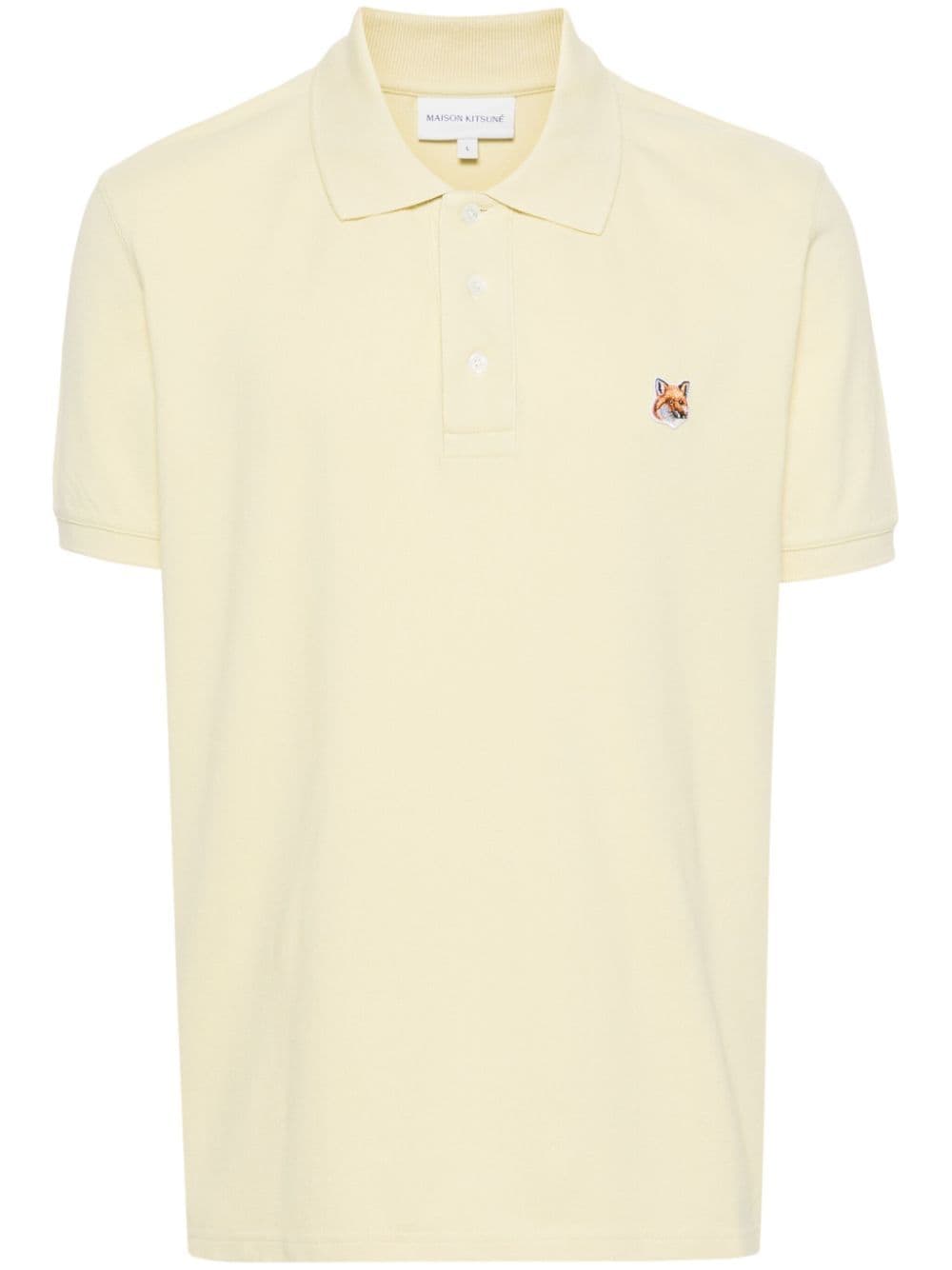 Shop Maison Kitsuné Fox Head Cotton Polo Shirt In Yellow