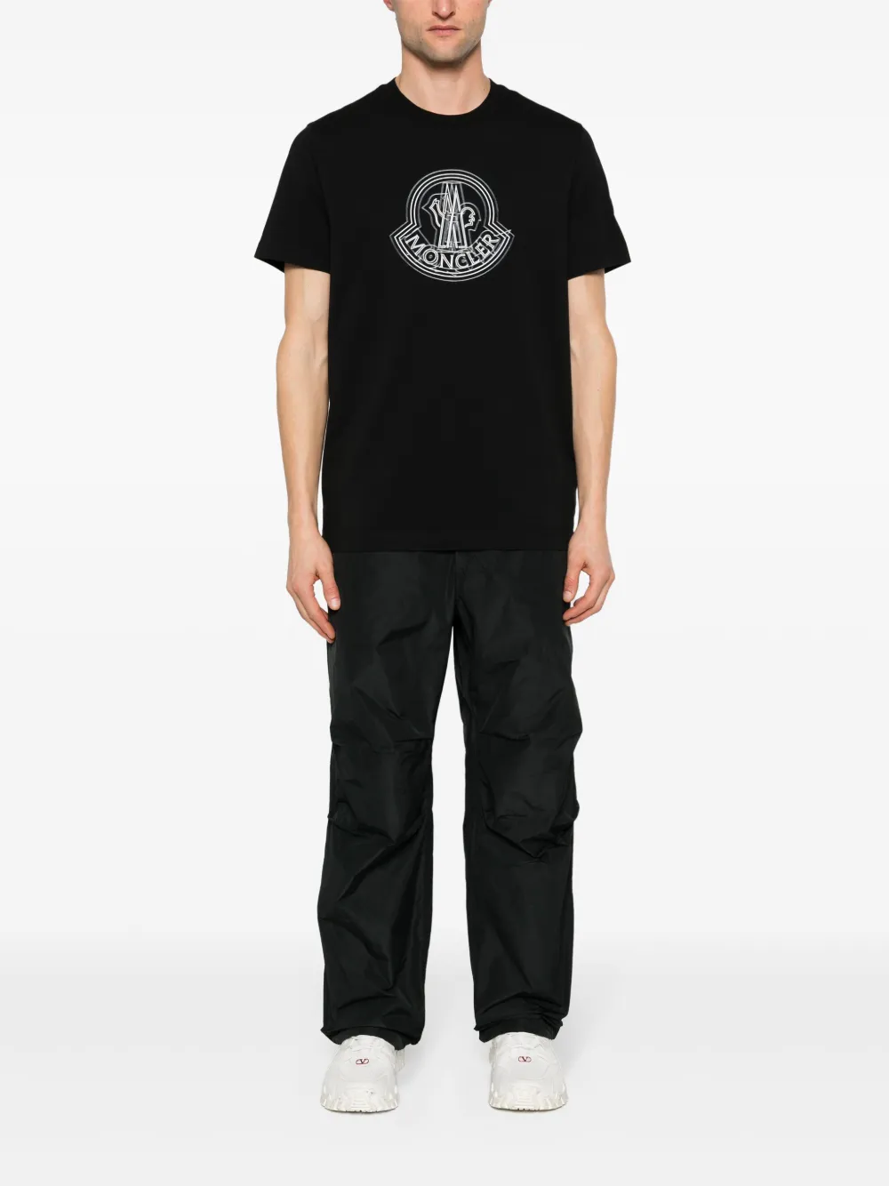 Shop Moncler Logo-print Cotton T-shirt In Black