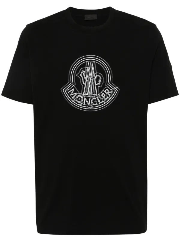 Moncler logo print Cotton T shirt Black FARFETCH AE