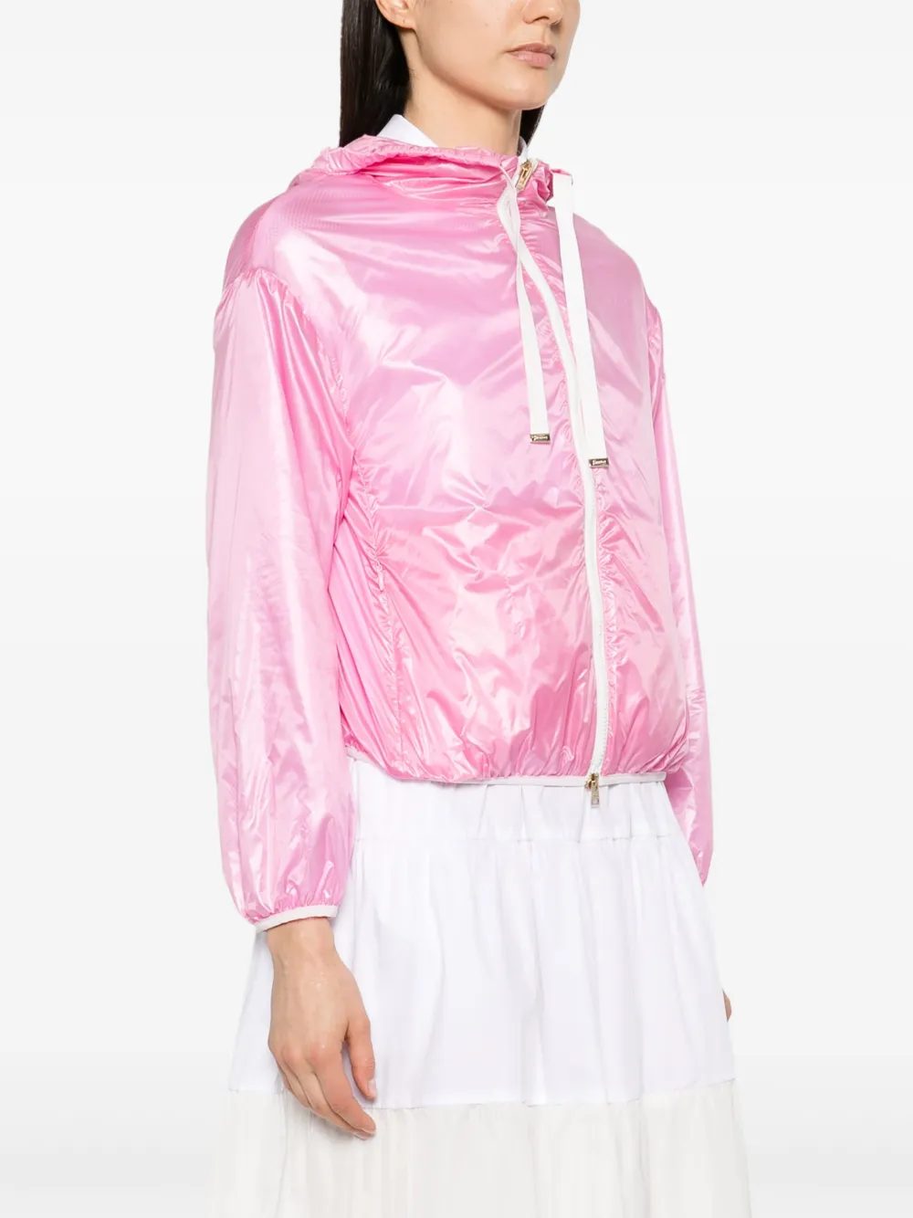 Shop Herno Logo-patch Taffeta Jacket In Pink