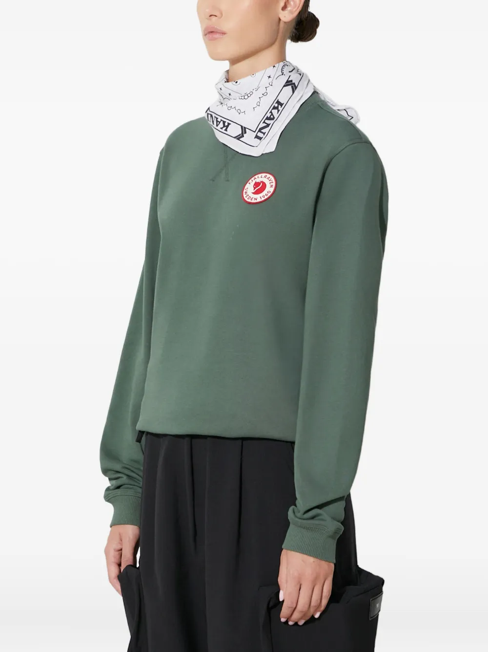 Fjall Raven Logo Patch Crew Neck Top In Green