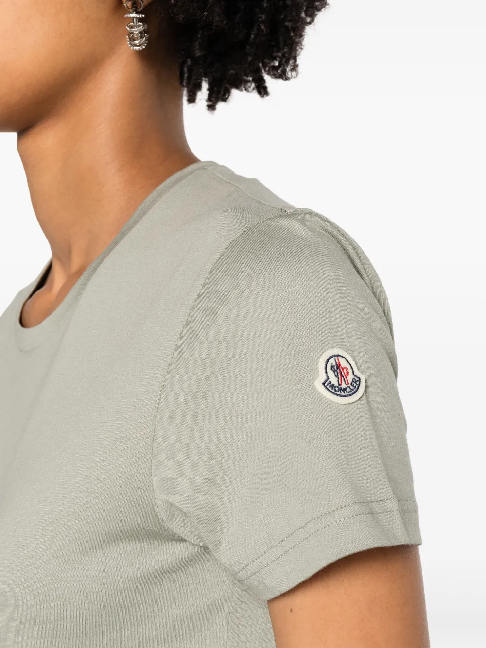 Shop Moncler Logo-patch Cotton T-shirt In Green