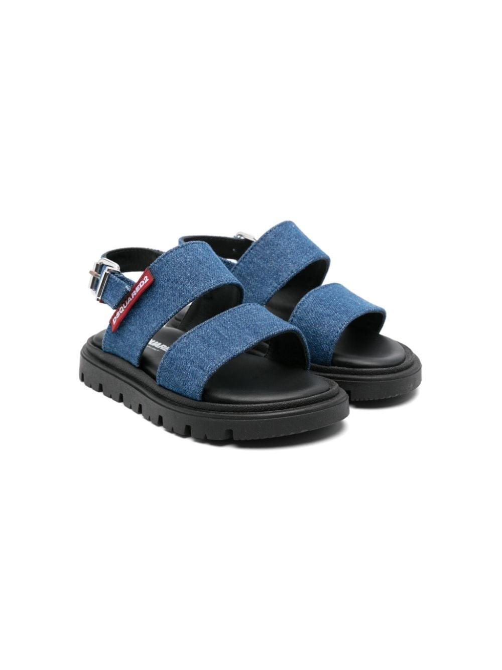 dsquared2 kids sandales en jean à étiquette logo - bleu