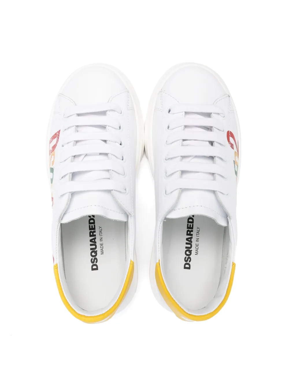 Shop Dsquared2 Logo-print Leather Sneakers In White