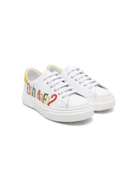DSQUARED2 KIDS logo-print leather sneakers