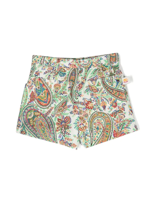 希少❤　エトロ　ペイズリー柄　ベルト付きショートパンツ　ライトブルー　44　XL ETRO KIDS ペイズリー ショートパンツ | グリーン | FARFETCH JP