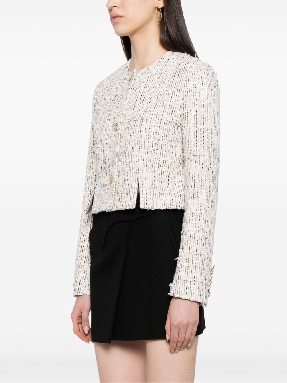 Shop Nina Ricci Embossed-button Tweed Jacket In Neutrals