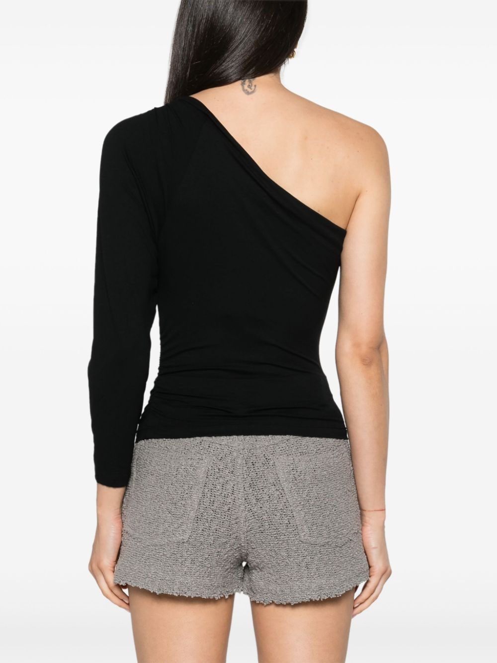 Shop Iro Kelcy One-shoulder Jersey Top In Black
