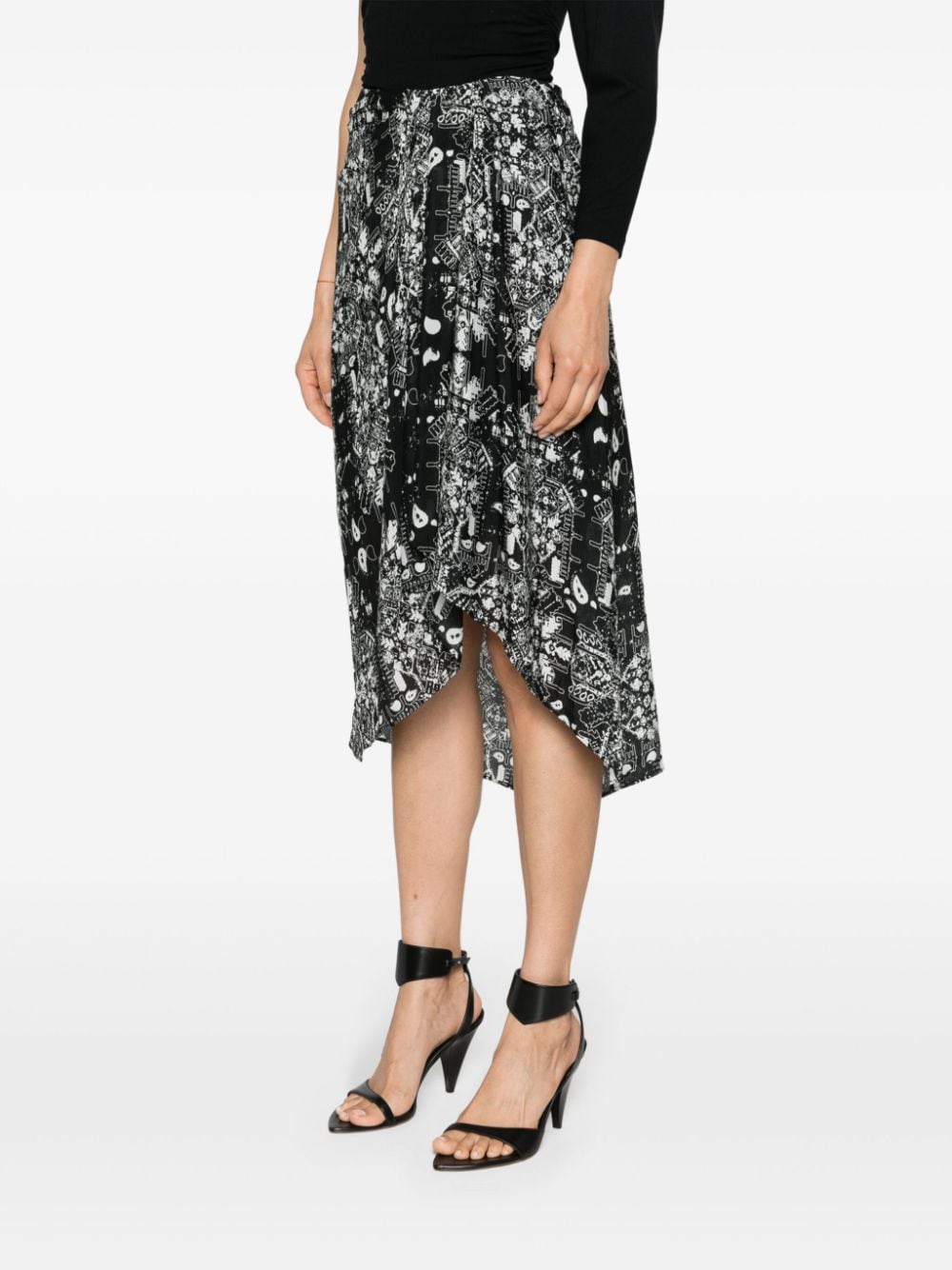 Shop Iro Abadie Graphic-print Midi Skirt In Black