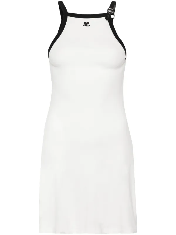 関税込◆COURREGE◆ロゴ ミニ ドレス SALE♪ Courrèges ロゴアップリケ ミニドレス | ホワイト | FARFETCH JP