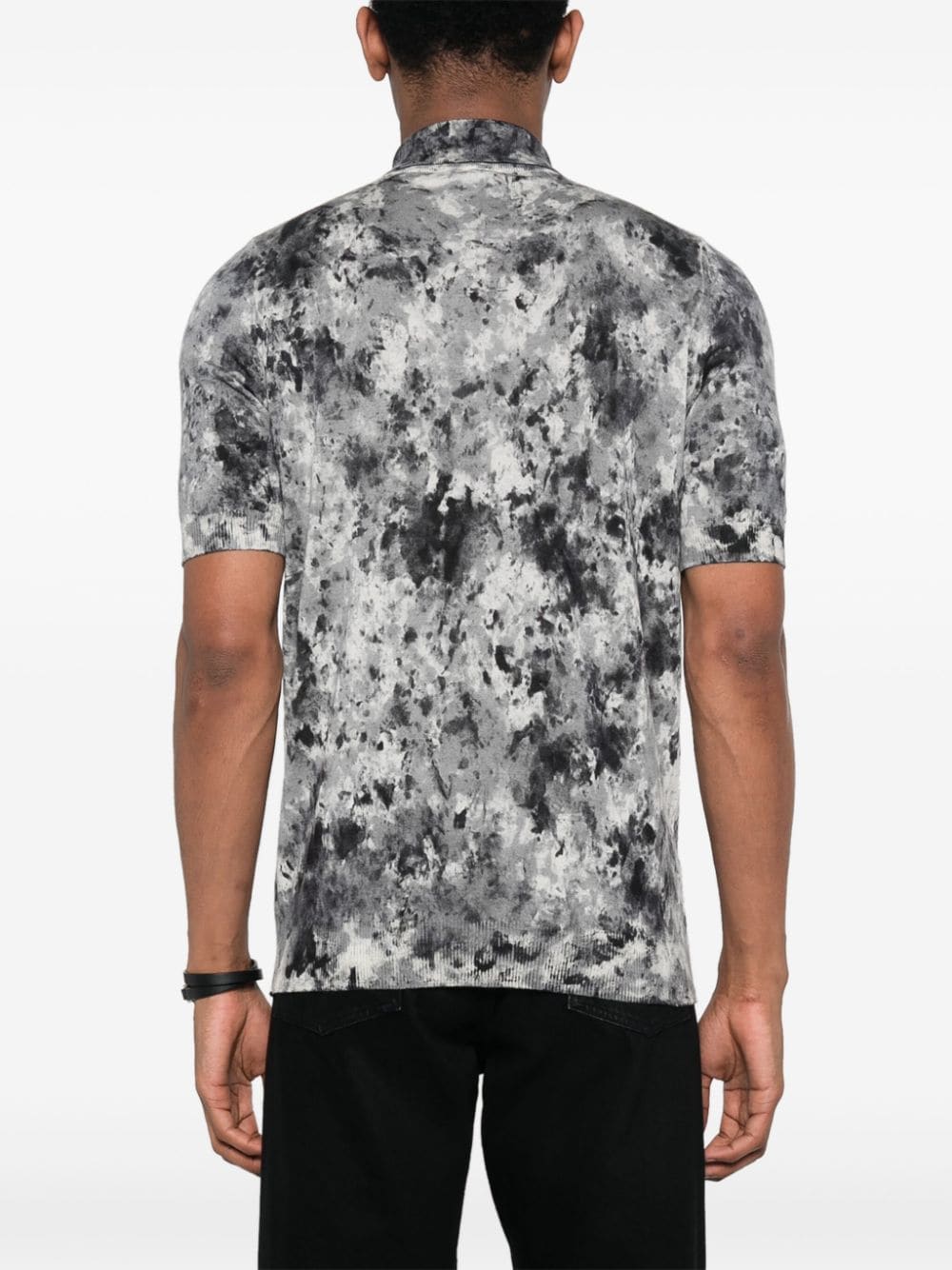 Shop Avant Toi Abstract-print Ribbed Polo Shirt In 灰色