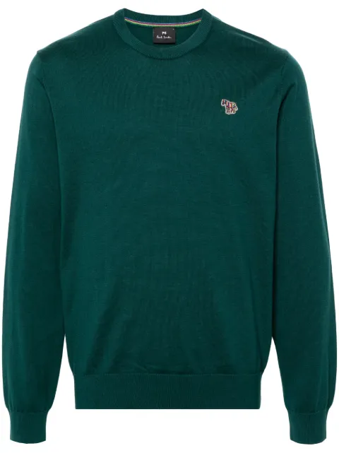 PS Paul Smith Zebra-motif organic cotton jumper