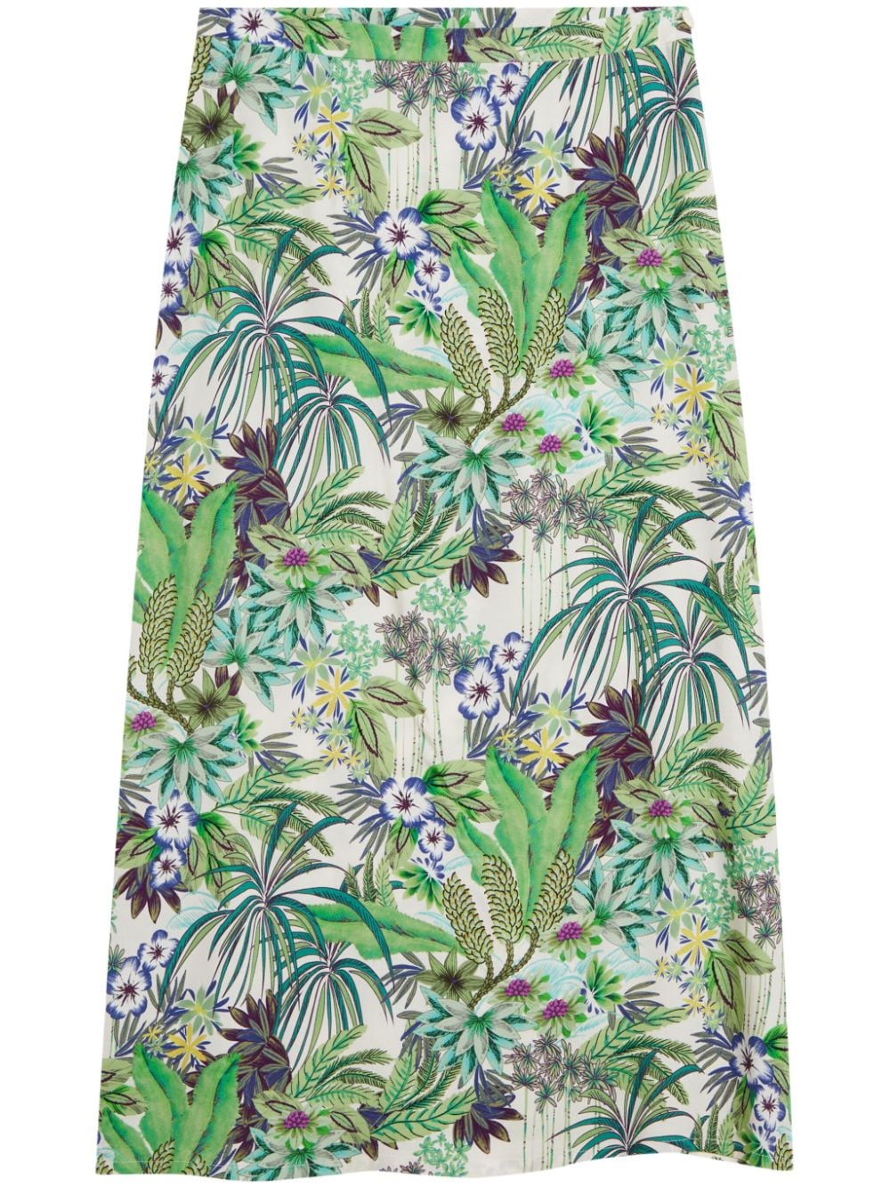 Amande leaf-print midi skirt